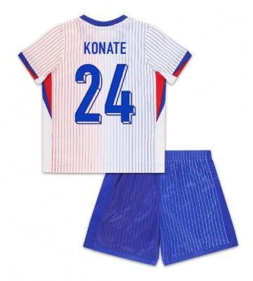 Frankrike Ibrahima Konate #24 Borta Kläder Barn EM 2024 Kortärmad (+ Korta byxor)